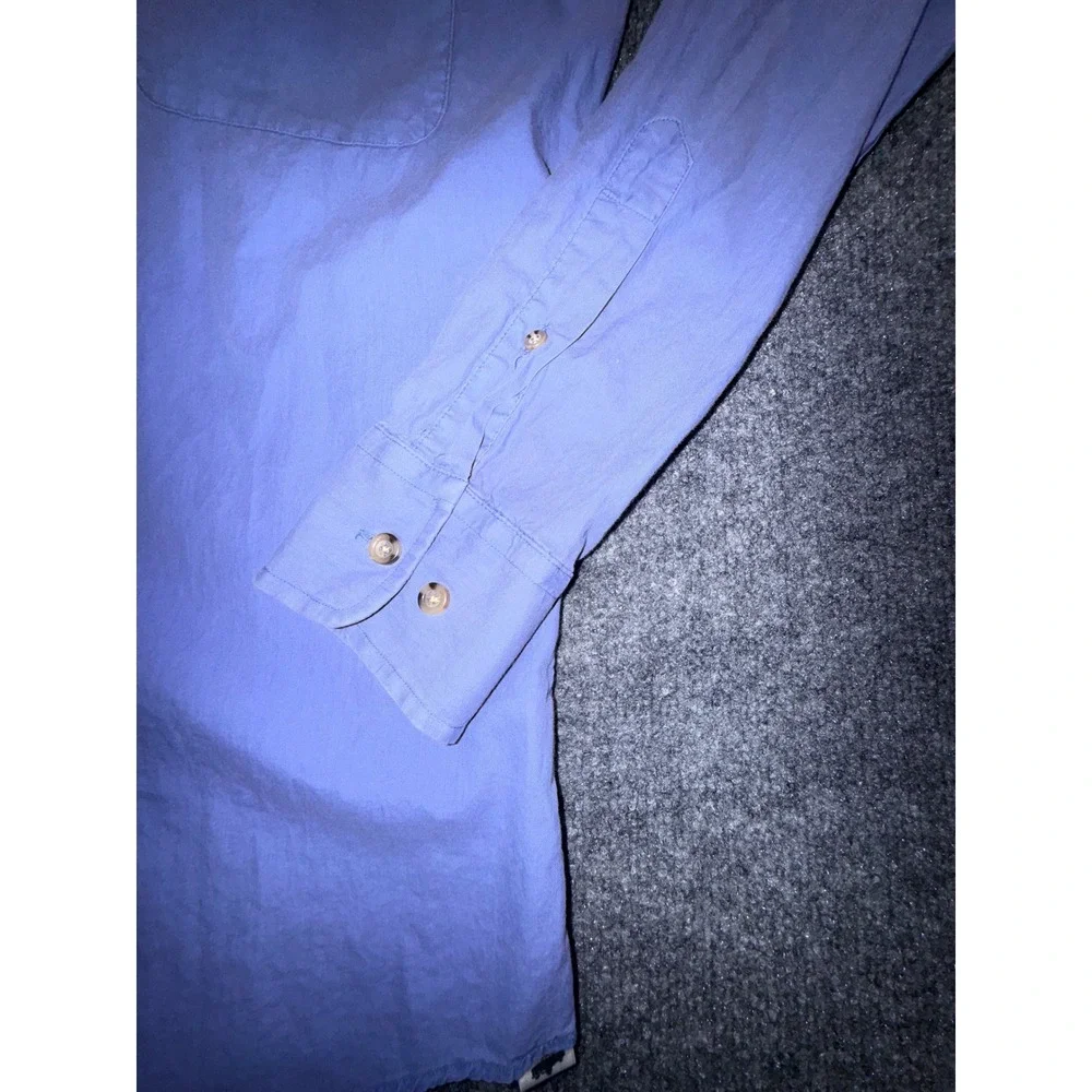 Peter Millar Mountainside Men Small Blue Cotton Silk Blend Button Down Shirt